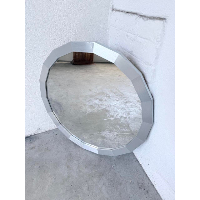 Hexagonal Brushed Metal Mirror, 1970s For Sale - Image 14 of 18