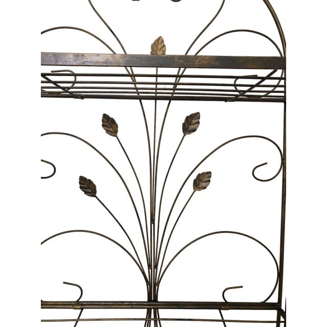Mid 20th Century Vintage Baker Shelf Metal Floral Design 61" high 22” wide 13” deep the shelf is in very good working...
