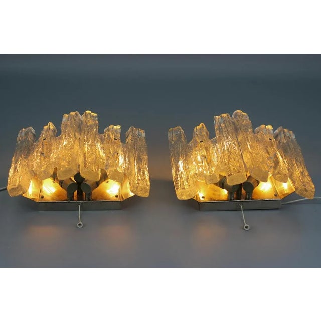 1970s Austrian Icicle Ice Glass 3-Light Sconces from Kalmar Franken KG, 1970s, Set of 2 For Sale - Image 5 of 18