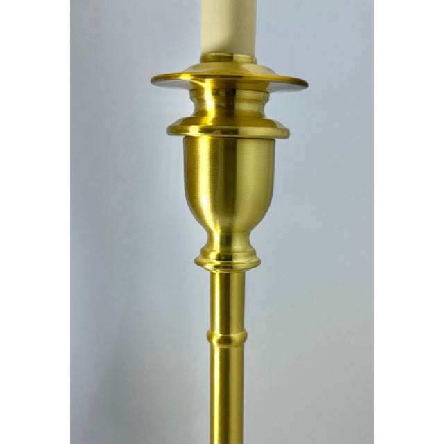 2020s Pair of Ralph Lauren Polished Brass Buffet Lamps W/ Linen Bell Shades For Sale - Image 5 of 8