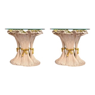 Palm Beach Style Wheat Console Tables - a Pair For Sale