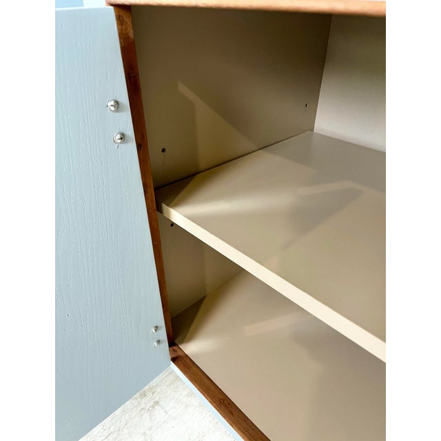 Blue Vintage Credenza Cabinets With Brass Ming Hardware-A Pair For Sale - Image 8 of 12