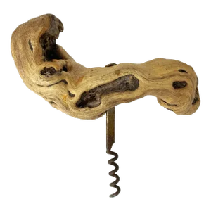 Vintage French Grape Vine Wood Corkscrew Wine Bottle Opener