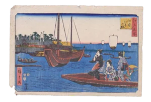 Utagawa Hiroshige II, Tsukuda Sumiyoshi No Yashiro, Woodcut, 1853