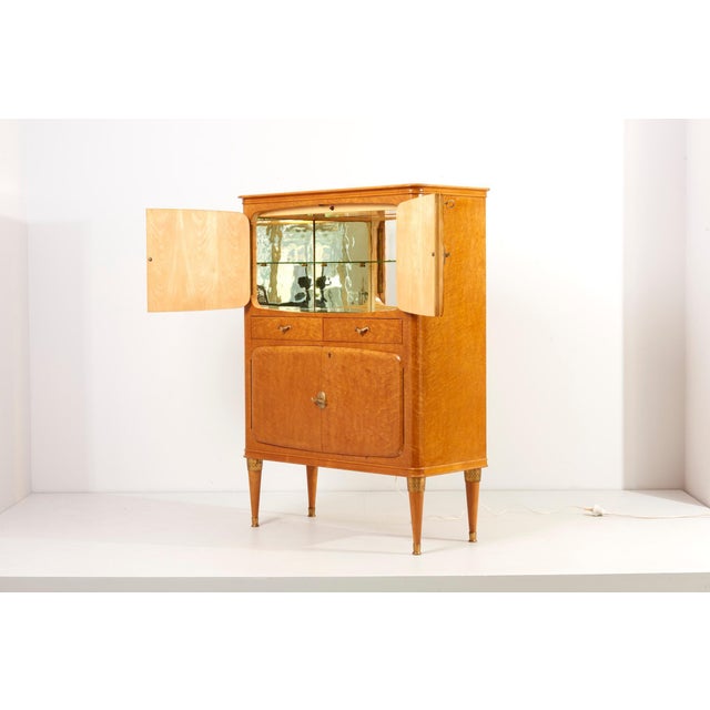 Italian Birdseye Maple Bar Cabinet, 1950s For Sale - Image 10 of 18