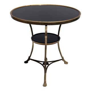 Brass and Black Granite Gueridon Table For Sale