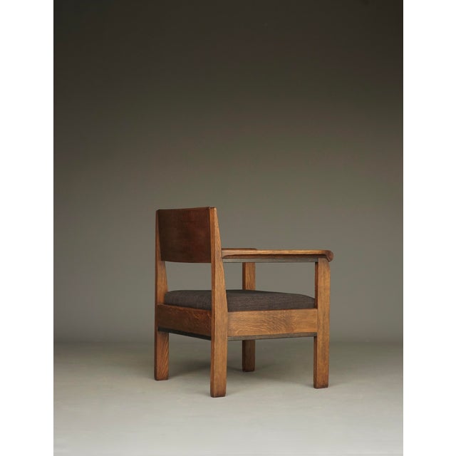Brown Low Art Deco Armchair by Hendrik Fels for L.O.V. Oosterbeek, 1930s For Sale - Image 8 of 18