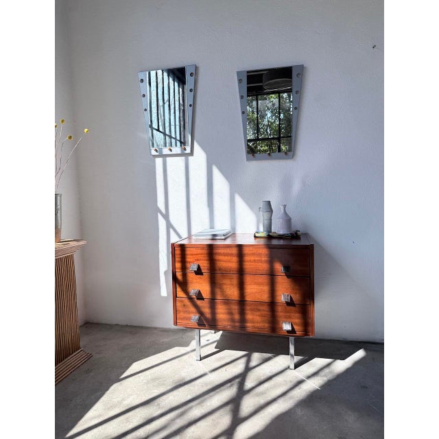 Brown Teak Chest of Drawers with Leather Handles, 1960s For Sale - Image 8 of 18