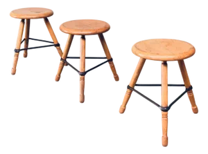 Industrial Low Tripod Stools, Belgium, 1950s, Set of 3