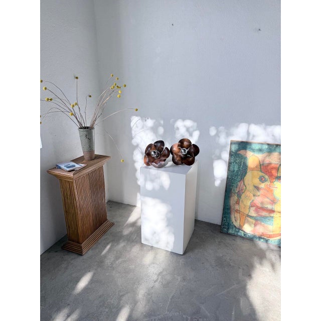 1970s Wooden Flower Wall Sconces, 1970s, Set of 2 For Sale - Image 5 of 18