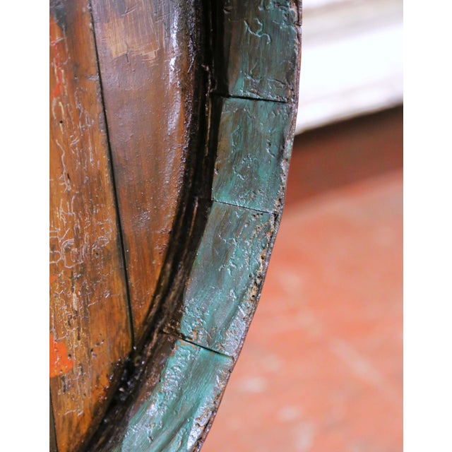 Wood 19th Century French Painted Oak Wine Barrel Front With Fleur-De-Lis Decor For Sale - Image 7 of 8