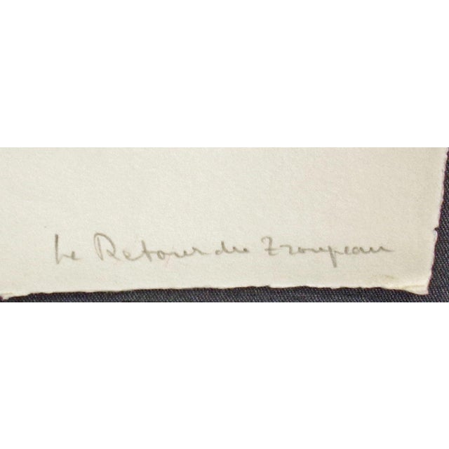 Brown Roger Hebbelinck "Retour Du Troupeau" Hand Signed Vintage Aquatint Etching 1950 For Sale - Image 8 of 9
