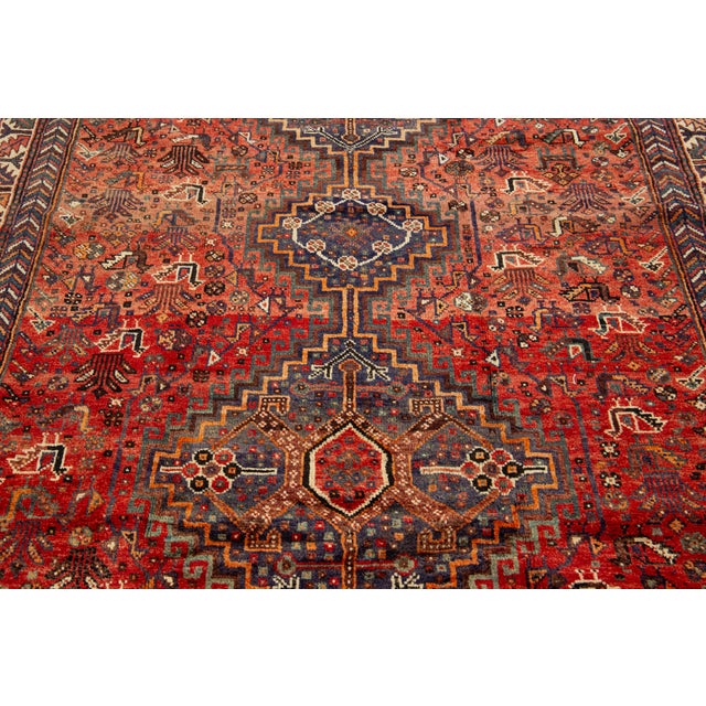 Tribal Designed Vintage Persian Handmade Wool Rug in Red For Sale - Image 9 of 9