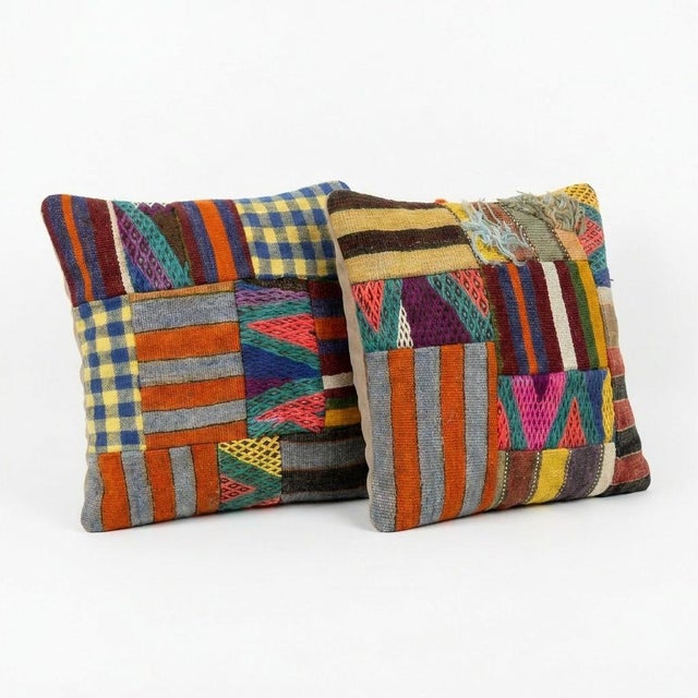 This beautiful 20'' X 20'' pillow cover set was made from authentic Turkish Kilim pieces. Bright colors of wool adorn the...