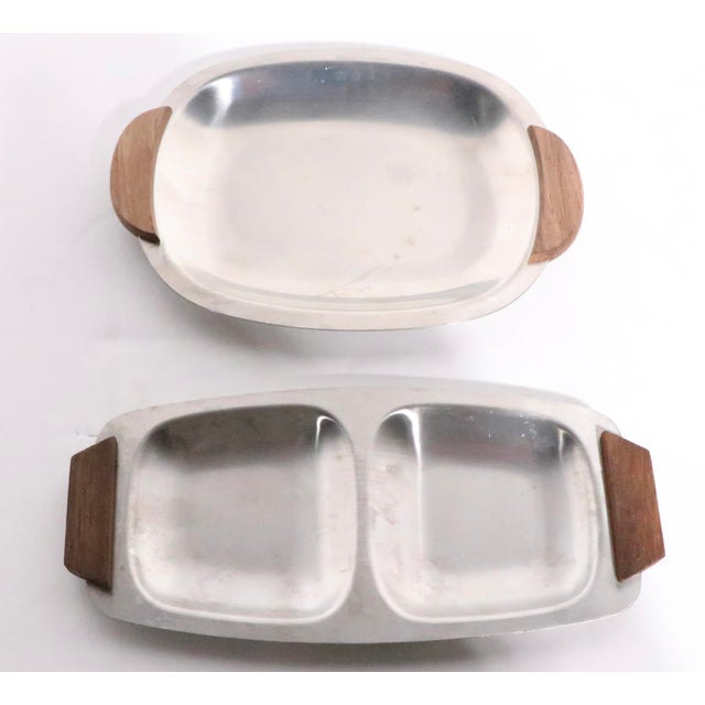 Silver Mid 20th Century Mid Century Stainless Steel Trays Made in Denmark - 2pcs For Sale - Image 8 of 9