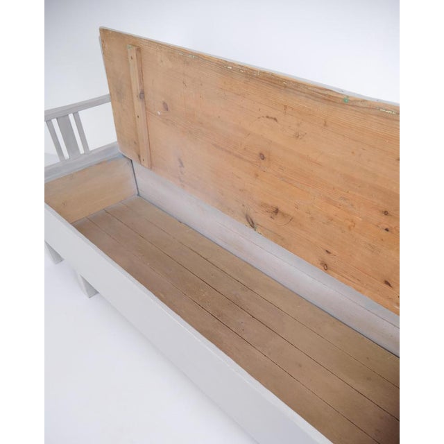 Swedish Bench in Grey Painted Pinewood, 1860s For Sale - Image 13 of 15