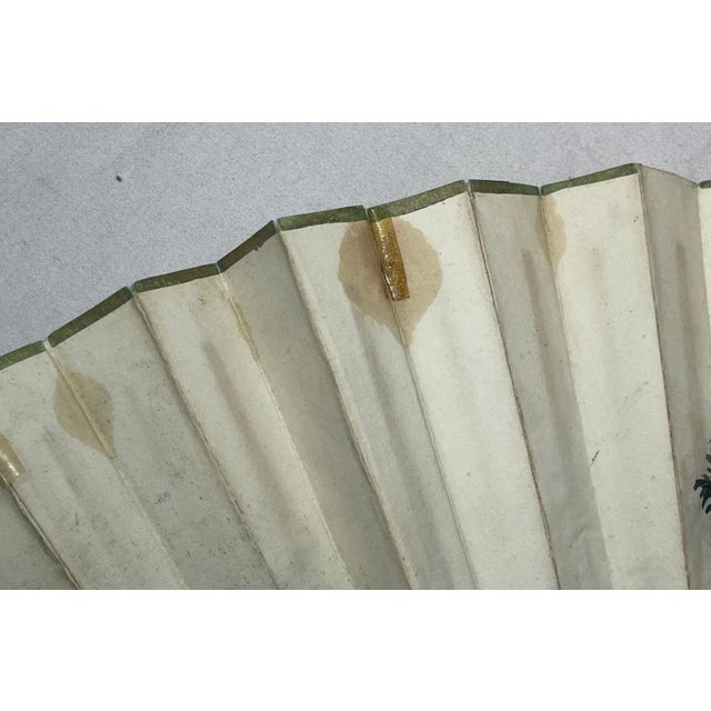 Antique 19th Century French Hand Painted Figural Sterling Gold Pocket Hand Fan For Sale - Image 15 of 18