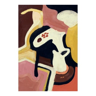 1960's Pink & Yellow Figurative Abstract by Les Anderson For Sale