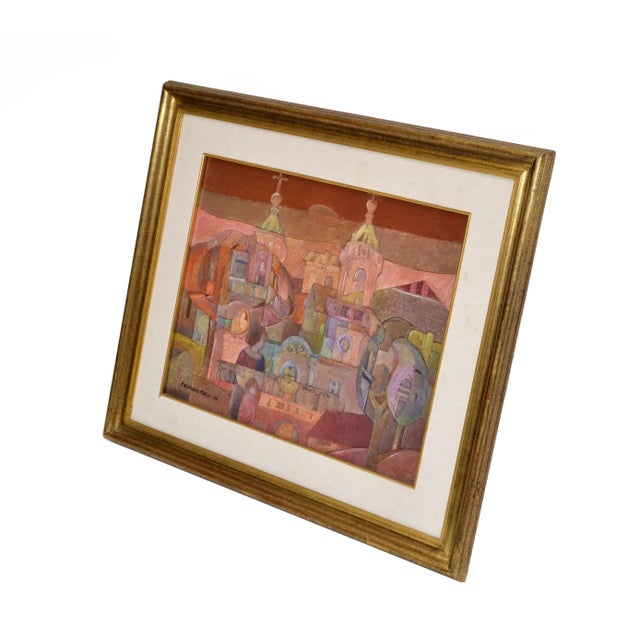 Wood Signed Golden Framed South American Well-Known Uruguay Artist Fine Art 2006 For Sale - Image 7 of 13