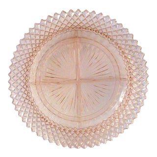 1940s Anchor Hocking Miss America Pink Divided Glass Dish For Sale