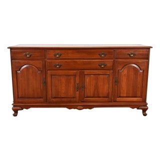 Ethan Allen American Colonial Solid Cherry Wood Sideboard Credenza, Circa 1970s For Sale