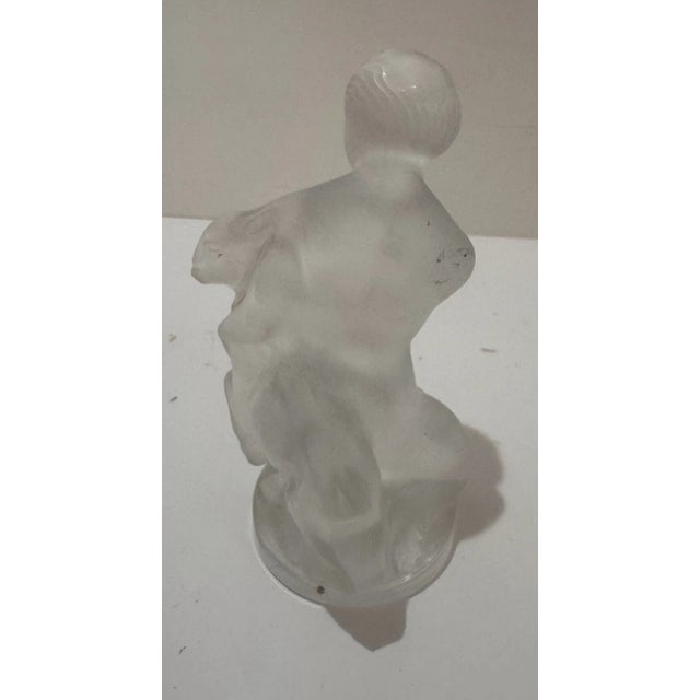 Glass Lalique Frosted Crystal Kneeling Woman With Lamb Figurine – Vintage Lalique Sculptural Piece For Sale - Image 7 of 8