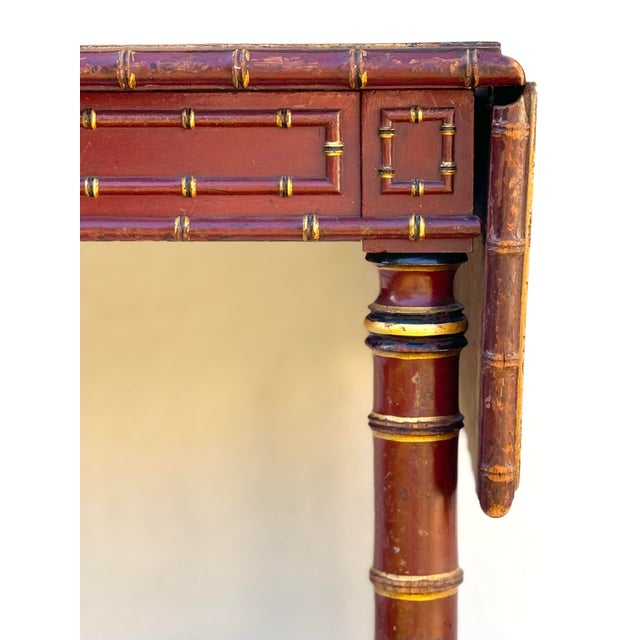 Antique Deep Red and Gilt Chinoiserie French Table / Writing Desk For Sale In Los Angeles - Image 6 of 12