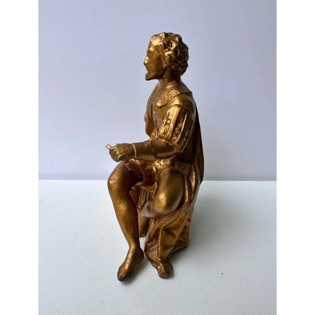 Vintage William Shakespeare Statue: Spelter, Gilt Bronze Finish, Literary Decor For Sale - Image 4 of 5