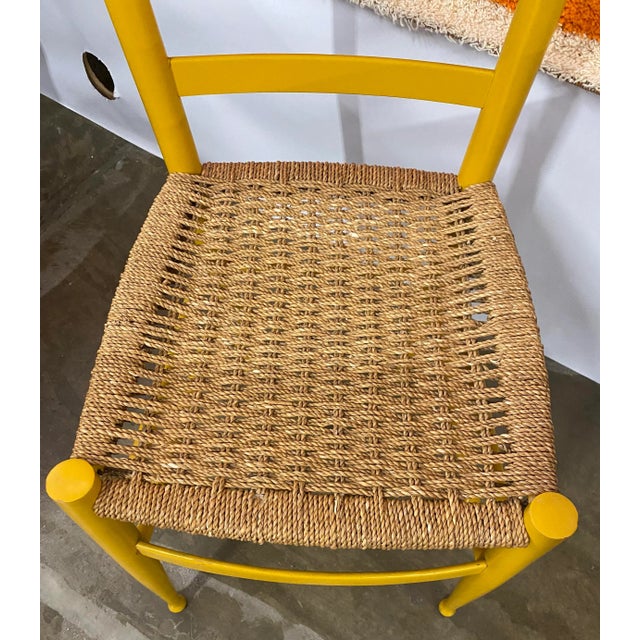 Goldenrod 1960s Gio Ponti Style Single Woven Seat Ladder Back Chair For Sale - Image 8 of 12