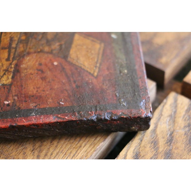 18th Century Russian Orthodox St. Nicholas Icon on Wood Panel For Sale - Image 12 of 17
