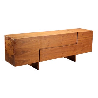 Modernist Walnut Veneered Sideboard, 1980s For Sale