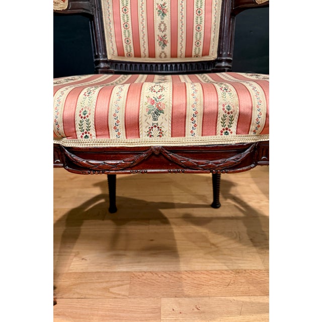 Pair of 18th Century Period French Louis XVI Walnut Armchairs For Sale - Image 9 of 17