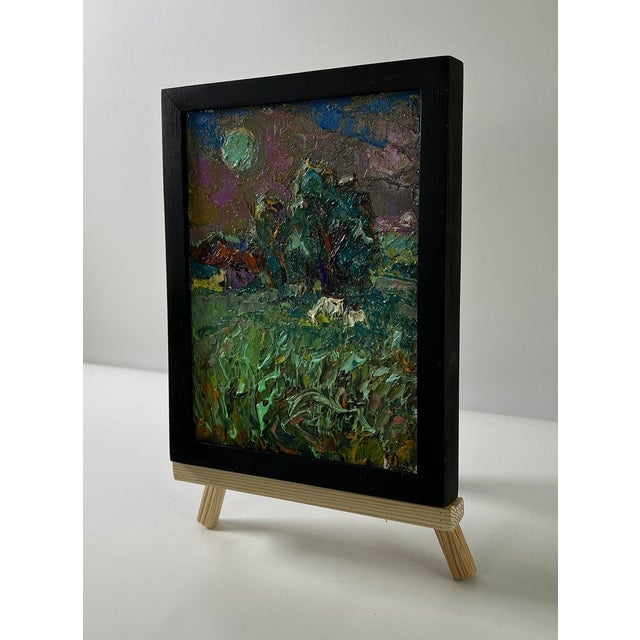 Impressionist Oil Painting the Moon Shines Over the Field Oleksiy Ivanyuk For Sale - Image 3 of 8