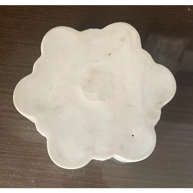 Modern Vintage Large White Blanc De Chine Porcelain Flower Shape Ashtray / Candy Dish From Europe For Sale - Image 3 of 5
