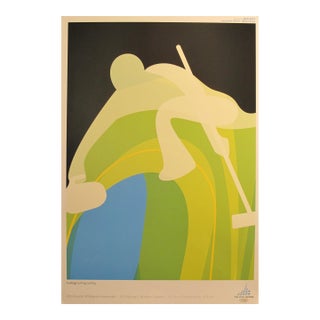 2006 Original Vintage Torino Winter Olympics Poster, Curling For Sale