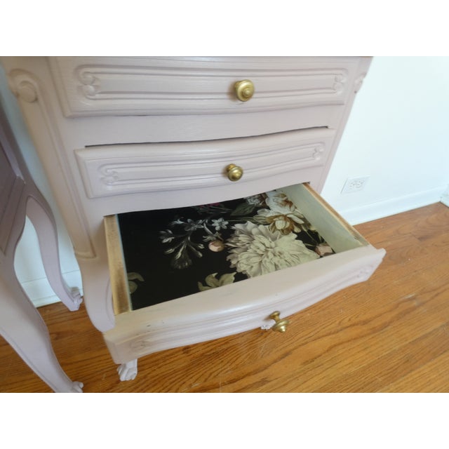 1920s French Provincial Bedside Tables Painted Antique Rose For Sale - Image 5 of 10