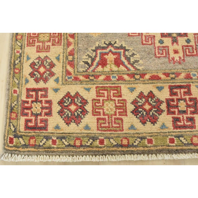 Kazak Runner 2’8” X 8’2” Gray Wool Tribal Hand-Knotted Oriental Rug For Sale - Image 9 of 12