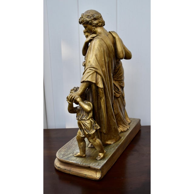 Antique 19thC Neoclassical Gilt Spelter Figural Group Statue Moreau Era For Sale - Image 10 of 15