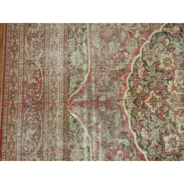 Textile Zabihi Collection Worn Room size Persian Tabriz Rug For Sale - Image 7 of 9