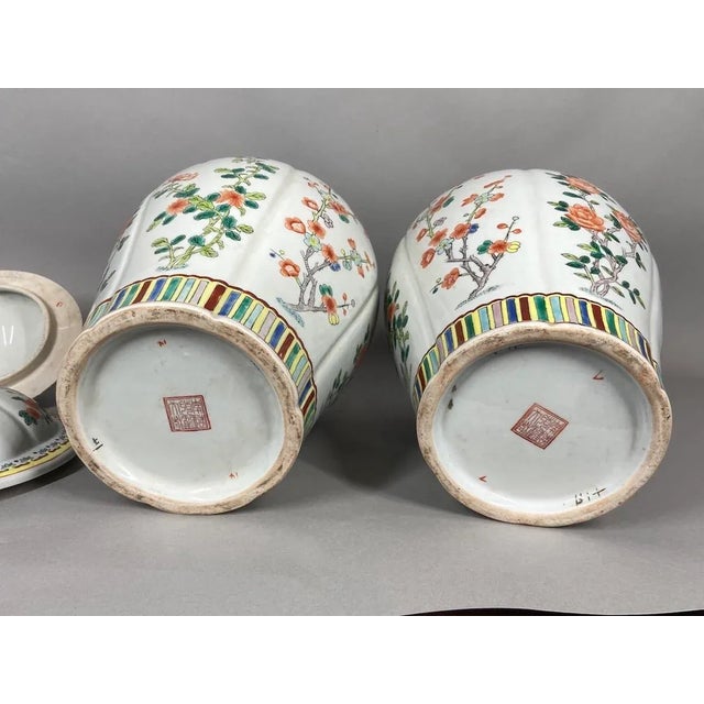 Mid 20th Century Mid 20th Century Chinese Porcelain Family Verte Vases - a Pair For Sale - Image 5 of 9