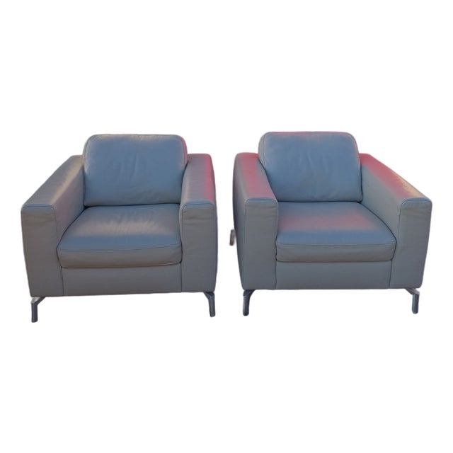 Sollievo B845 (Fabio) Italian Leather Armchairs by Natuzzi Editions - Set of 2 For Sale
