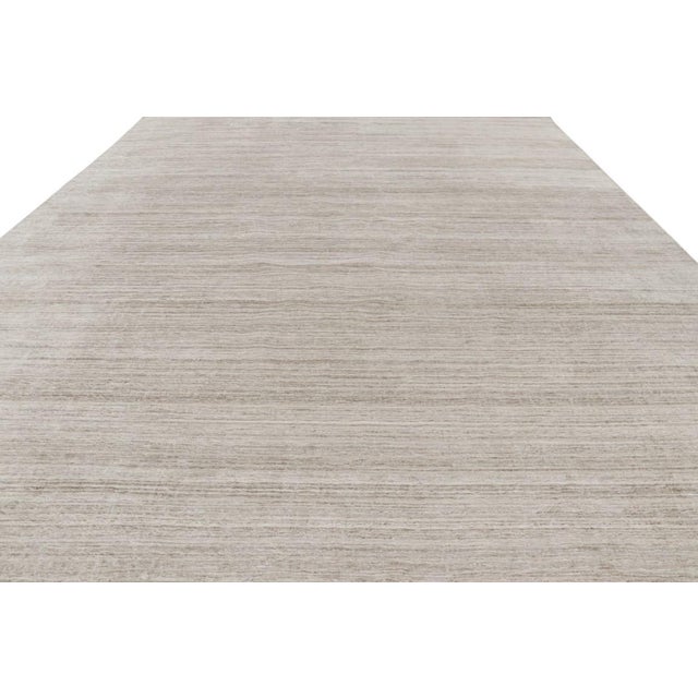 2010s Rug & Kilim’s Oversized Textural Rug in Solid Beige and White Tones and Striae For Sale - Image 5 of 8