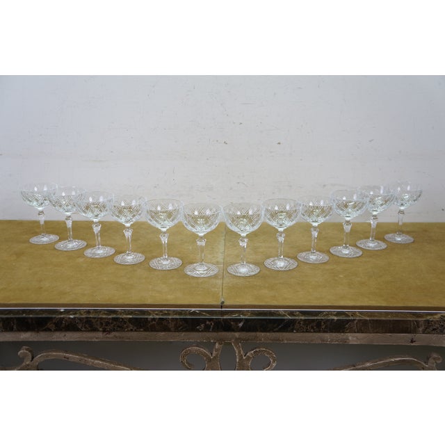 Antique Cut Crystal Stemware Wine Water Goblets Champagne Flutes Cordials - 71 pcs For Sale - Image 10 of 18