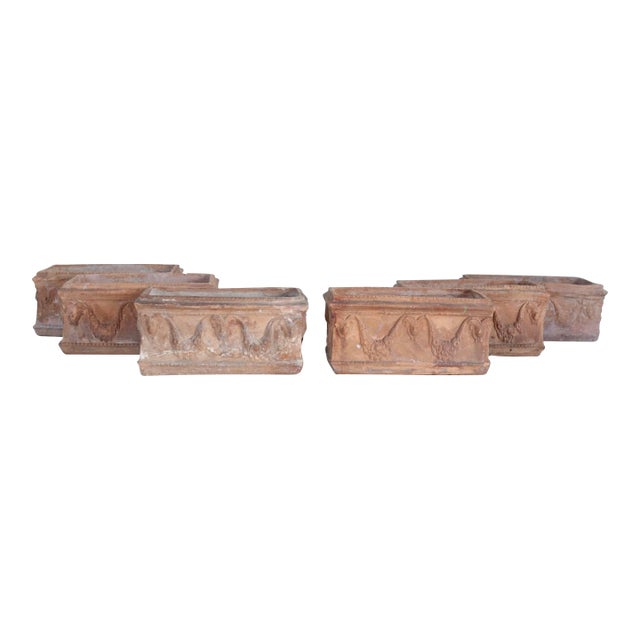Set of Six 19th Century French Terracotta Planters For Sale
