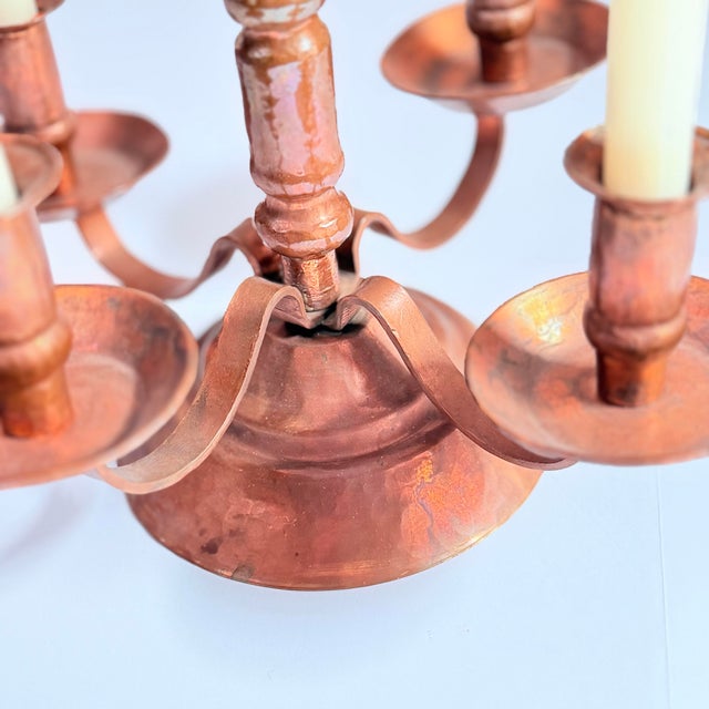 Farmhouse Vintage Mexican Hammered Copper 5-Arm Candelabra — Santa Clara Del Cobre Style, 1950s–60s Folk Art For Sale - Image 3 of 3