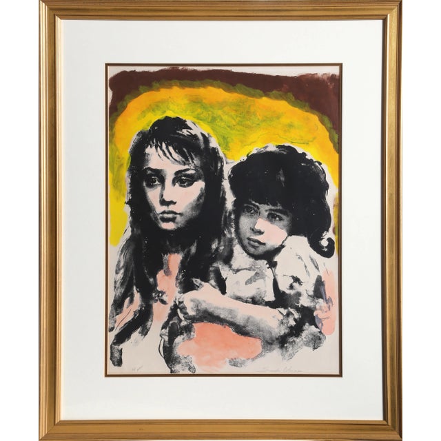 Sandu Liberman, Brother and Sister, Framed Lithograph For Sale