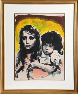 Sandu Liberman, Brother and Sister, Framed Lithograph