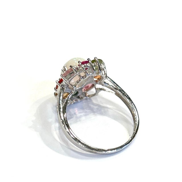Bochic “Orient” Vintage Opal , Ruby, Tourmaline & Sapphires Ring 18K & Silver For Sale - Image 9 of 9