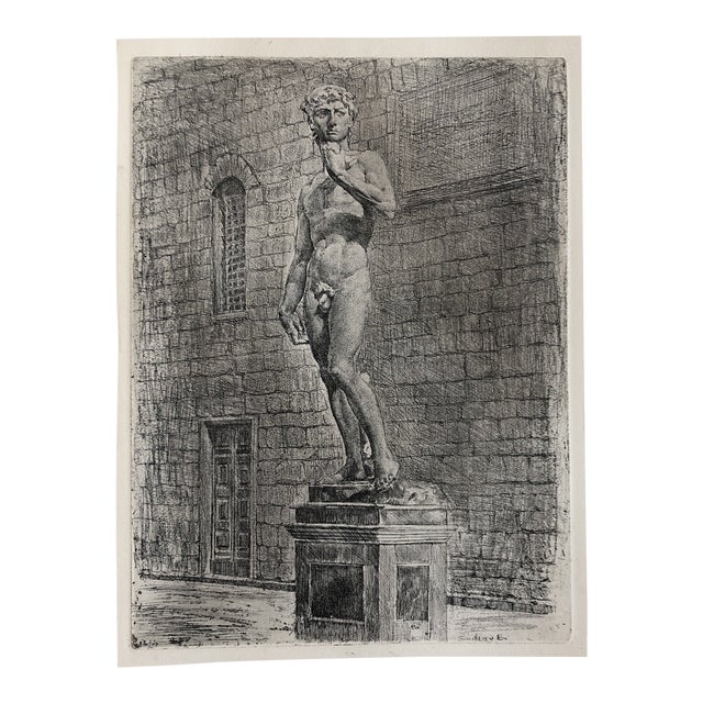 Vintage Original “David “ Etching by Bela Sziklay For Sale