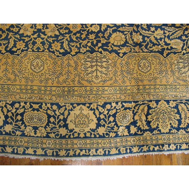Traditional and Classic Floral Navy Background Color Antique Indian Lahore Rug For Sale In New York - Image 6 of 6